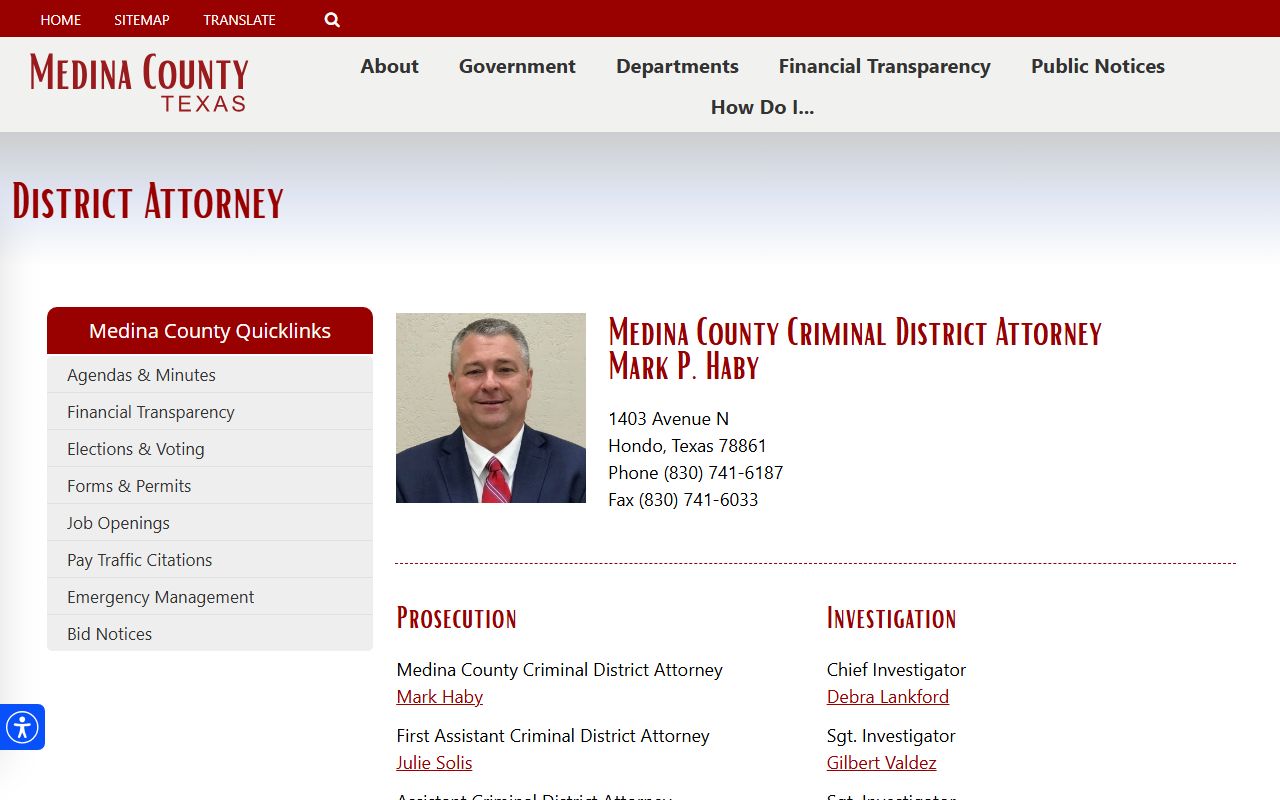 Medina County court records after jail arrest district attorney public information contact